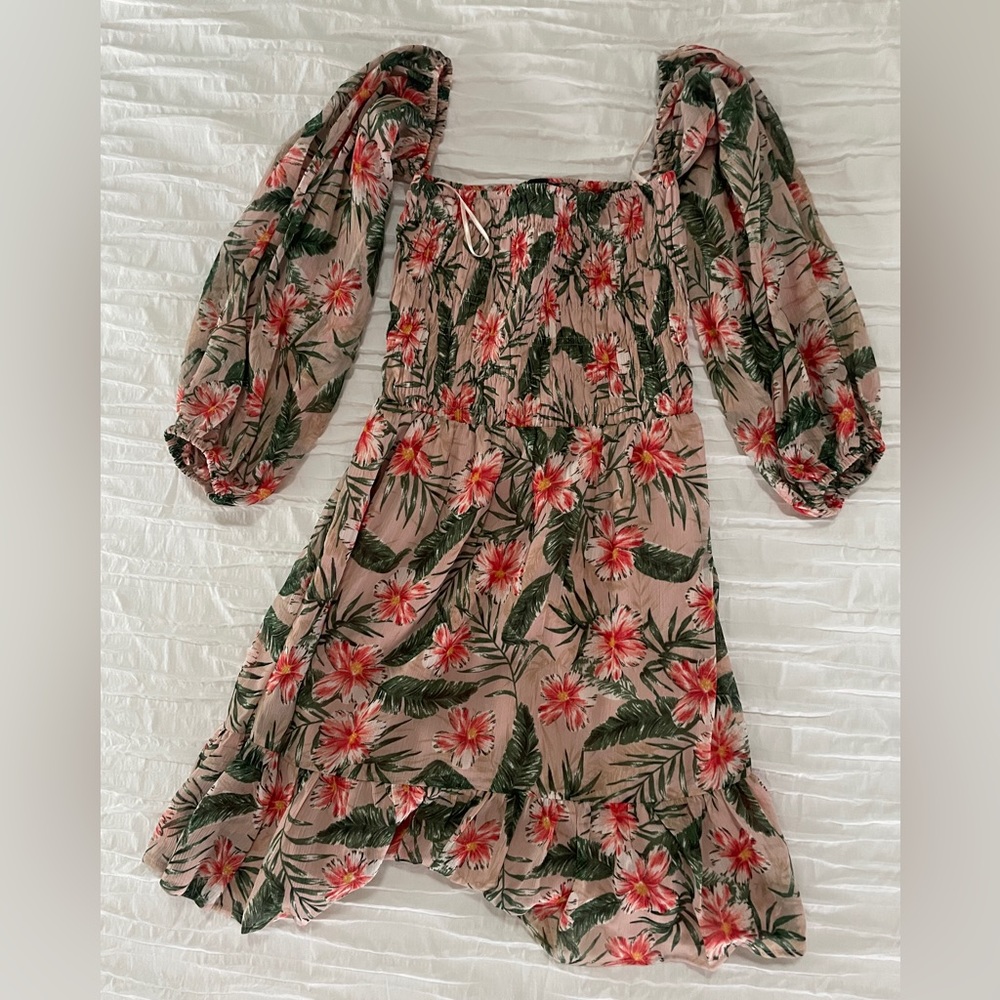 Express orange green summer dress size XXS